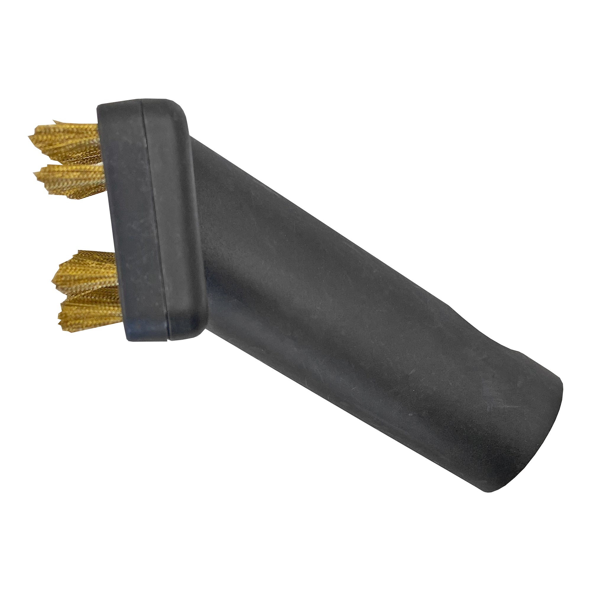 A close-up of the BBQ Brush for SC1000 features a black plastic handle and three rows of tightly packed brass bristles, perfect for grill cleaning. The brush is displayed against a plain white background.