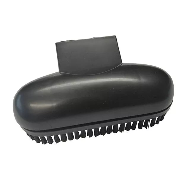 The Detail Upholstery Brush for HSVC4 is a black, oval-shaped plastic brush from the Chilli Series with short, stiff bristles and a rectangular top handle—perfect as a vacuum cleaner attachment.