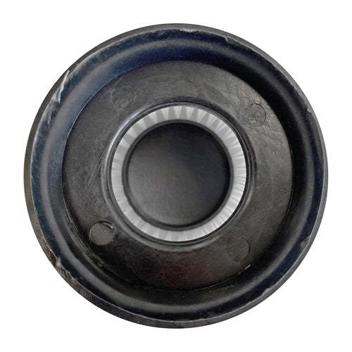 A close-up, top-down view of a black rubber and metal automotive bearing with a white inner ring, isolated on white—ideal for use with Pleated Filters for HSVC4.