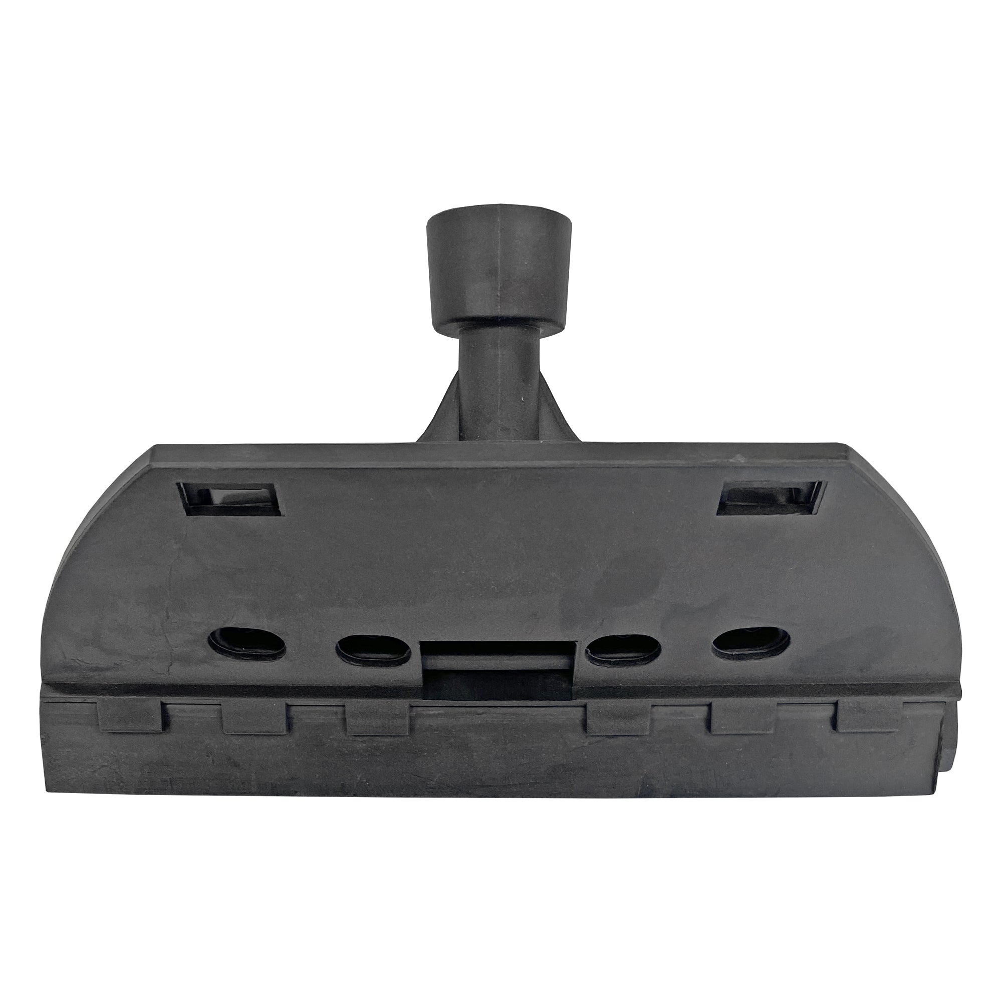 A black plastic floor nozzle attachment with rectangular, oval openings and a central circular connector is shown from below—perfect for streak-free cleaning on glass and tiles with your Window And Tile Cleaner for SC1000.