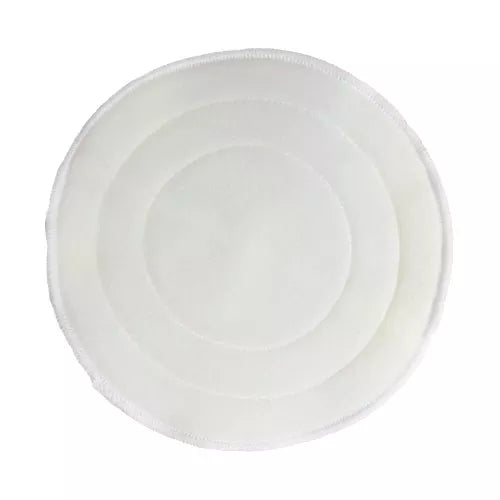 The White Fleece Buffing Pad For EW0700, shown from above with concentric stitching on a plain white background, is an ideal round replacement pad for buffing sealed hard floors.