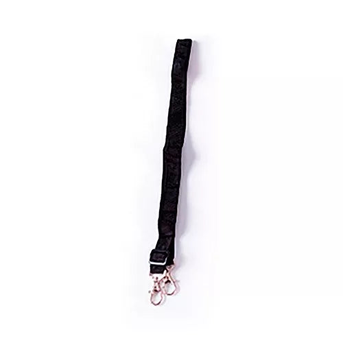 A Shoulder Strap for HSVC4 in black with a metal clasp and two hooks, compatible with Ewbank and Chilli Vacuum Cleaners, shown on a white background.