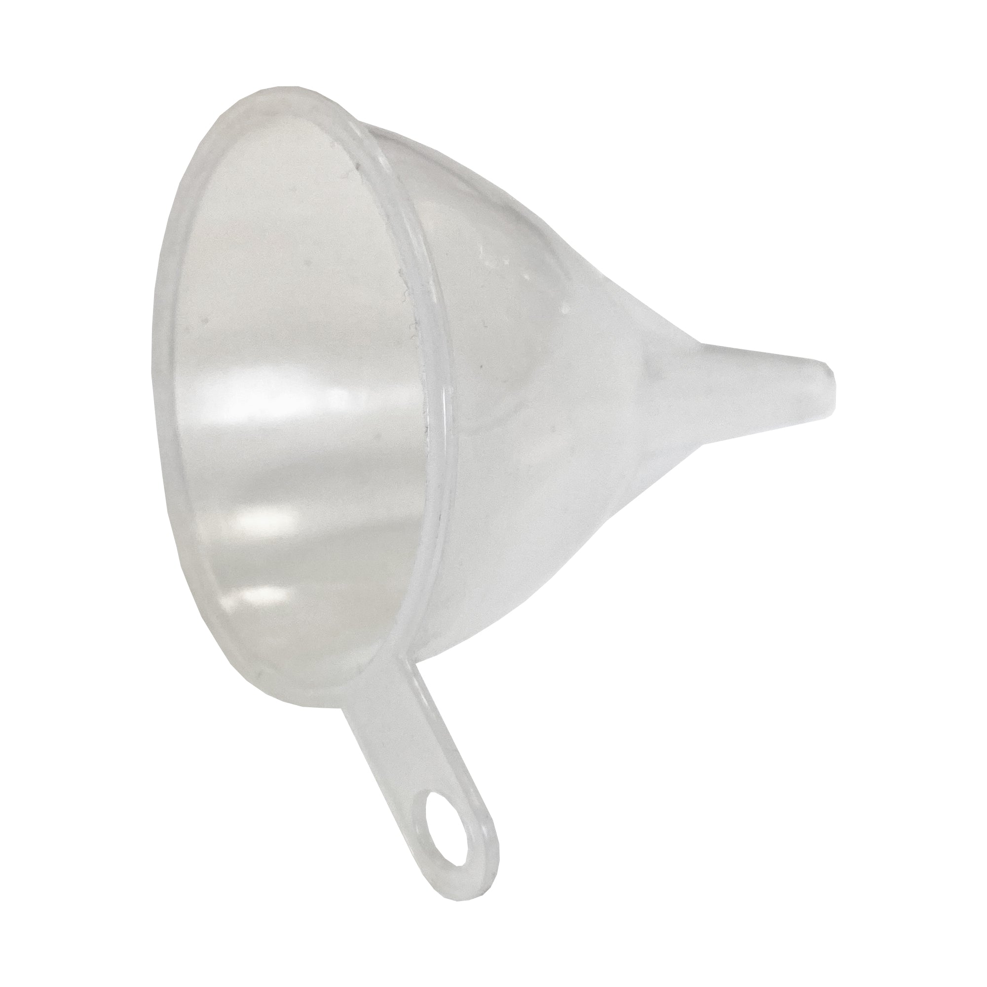 The Steam Dynamo Funnel for SC1000 is a clear plastic funnel with a wide opening, narrow spout for easy, mess-free refills, and a tab with hole for hanging—specially designed for your STEAMYDYNAMO Steam Cleaner.