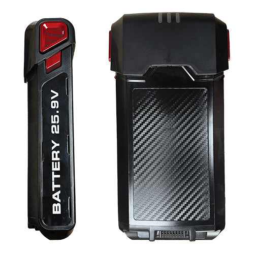 Two black rectangular Replacement Battery for AIRDASH (EWVC3210) packs: one slim and upright with "BATTERY 25.9V" printed on the side, the other wider with a carbon-fiber textured surface.